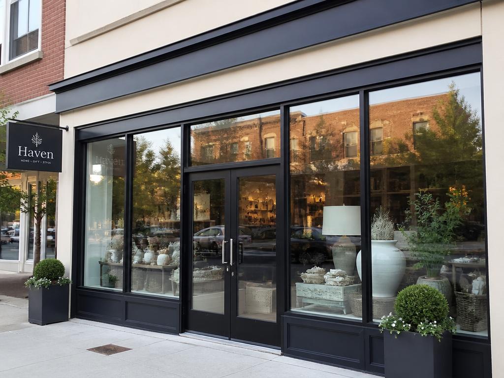 Commercial storefront with aluminum-framed glass windows and glass entry doors